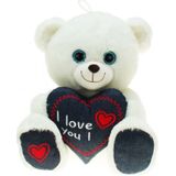 Pluche witte beer/beren knuffel i love you 30 cm speelgoed - Wit beertje knuffeldier - Valentijnsdag/liefde