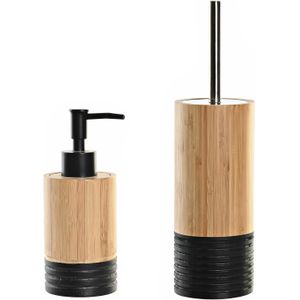 Items - Toiletborstel met houder 38 cm en zeeppompje 300 ml bamboe/rvs