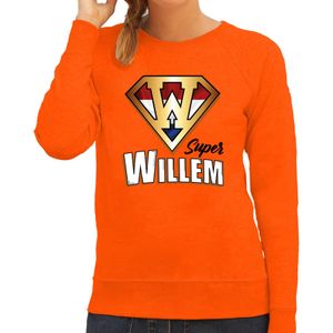 Koningsdag Sweater Super Willem - Oranje - Dames - Koningsdag Outfit / Kleding M