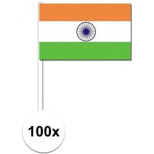 100x Indiase fan/supporter vlaggetjes op stok - Vlaggen