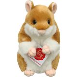 Knuffeldier Hamster - zachte pluche stof - premium kwaliteit knuffels - bruin/wit - 16 cm - Knuffeldier