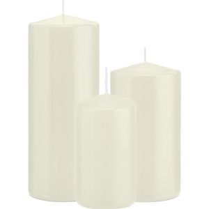 Trend Candles - Stompkaarsen set 3x stuks ivoor wit 12-15-20 cm