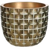 Bloempot/plantenpot ruit motief Hanoi - 2x - goud - D14 x H12 cm - binnen - Plantenpotten