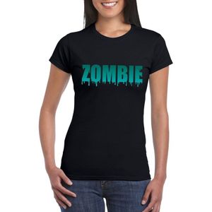 Halloween zombie tekst t-shirt zwart dames - Carnavalskostuums
