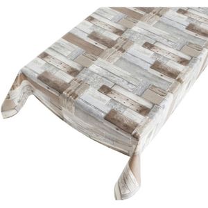 Buiten tafelkleed/tafelzeil houten planken print 140 x 245 cm - Tuintafelkleed tafeldecoratie