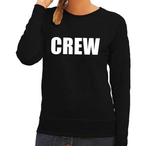 Crew tekst sweater / trui zwart voor dames - Feesttruien
