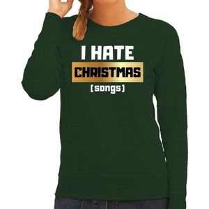 Groene foute kersttrui / sweater I hate Christmas songs / haat Kerstliedjesvoor dames - kerst truien