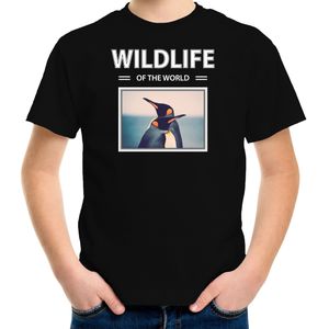 Pinguin t-shirt met dieren foto wildlife of the world zwart voor kinderen - T-shirts