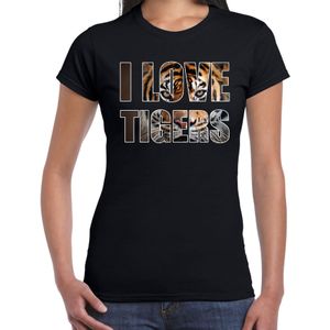 I love tigers / tijgers dieren t-shirt zwart dames - Feestshirts