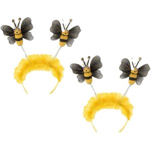 2x stuks bijen diadeem/haarband voor volwassenen - Verkleedhoofddeksels