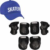 Set van valbescherming voor kinderen maat S / 4 tot 5 jaar met een stoere SKATER pet blauw - Lichaamsbeschermers