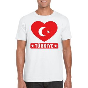 T-shirt wit Turkije vlag in hart wit heren - Feestshirts