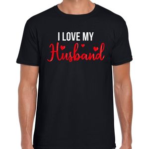 I love my husband valentijn t-shirt zwart voor heren - Feestshirts