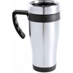 RVS thermosbeker/warmhoud koffiebekers zwart 450 ml - Isoleerbekers/reisbekers