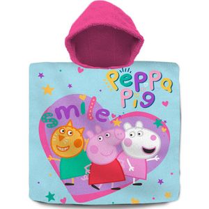 Peppa Pig bad cape/poncho - 60 x 120 cm - katoen - voor kinderen - Badcapes