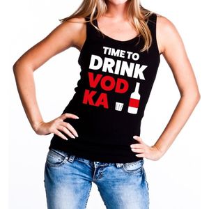 Time to drink Vodka tekst tanktop / mouwloos shirt zwart dames - Feestshirts