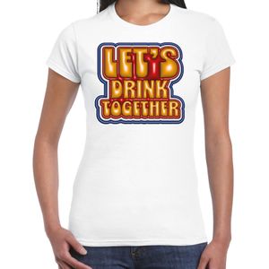 Koningsdag verkleed T-shirt voor dames - let's drink together - wit - feestkleding - Feestshirts