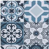 Set van 12x stuks rechthoekige placemats mozaiek blauw - vinyl - 45 x 30 cm - Onderleggers
