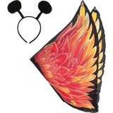 Vlinder verkleed set - vleugels en diadeem - rood/geel - kinderen - carnaval verkleed accessoires - Verkleedattributen