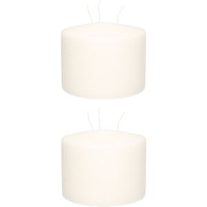 3x stuks witte multi lonten kaars 15 x 12 cm 104 branduren - Geurloze kaarsen wit - Woondecoraties