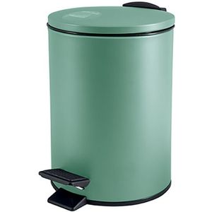 Pedaalemmer Cannes - salie groen - 3 liter - metaal - 17 x 25 cm - soft-close - voor toilet/badkamer - Pedaalemmers