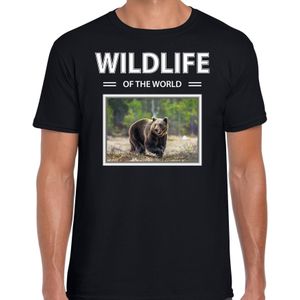 Beer t-shirt met dieren foto wildlife of the world zwart voor heren - T-shirts