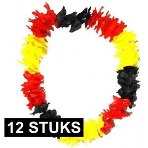 12x Hawaii slinger in Duitse kleuren zwart/geel/rood - Verkleedattributen