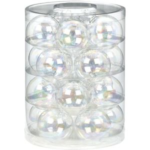 60x Transparant parelmoer glazen kerstballen 6 cm glans en mat - Kerstbal