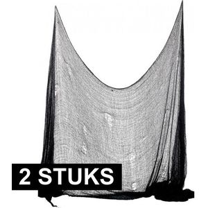 2x Halloween doek zwart 75 x 300 cm - Feestdecoratievoorwerp