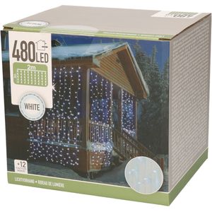 Kerst koel witte LED verlichting lichtgordijn 2,25 x 3 meter/225 x 300 cm - Kerstverlichting lichtgordijn