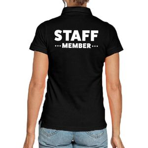 Staff member / personeel tekst polo shirt zwart voor dames - Feestshirts