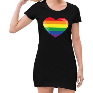 Zwart gaypride jurkje regenboog hart voor dames - Feestjurkjes