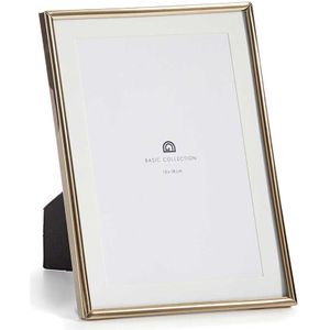 Giftdecor Fotolijstje voor 13 x 18 cm foto - goud - metaal - frame 15 x 20 cm - passe partout - staand/hangend