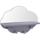Grijze kapstok met spiegel wolk vorm 39 cm kinderkamer accessoires - Kapstokken