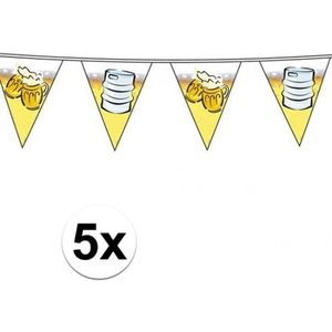 5x Feest vlaggenlijnen met oktoberfest bier 10 meter - Vlaggenlijnen