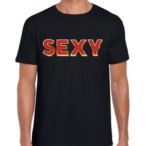 SEXY fun tekst t-shirt  zwart  met  3D effect voor heren - Feestshirts