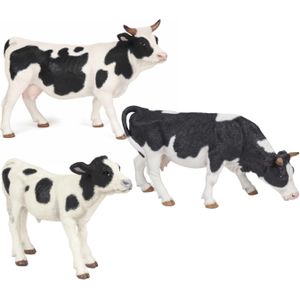Setje van 3x plastic speelgoed figuren dieren koeien 10-14 cm - Speelfiguren