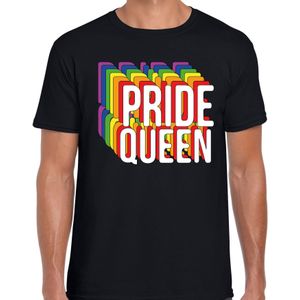 Pride Queen regenboog / LGBTQ Heren t-shirt - zwart - Feestshirts