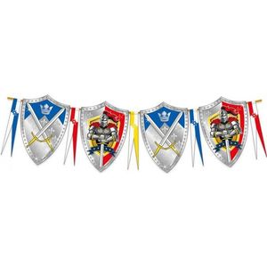 3x Stuks ridders kinder verjaardag feestje vlaggenlijn 6 meter - Vlaggenlijnen