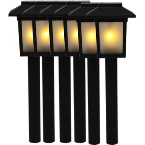 6x Tuinlamp fakkel / tuinverlichting met vlam effect 34,5 cm - Prikspotjes