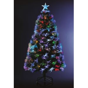 Fiber kerstboom/kunst kerstboom - met gekleurde verlichting - 120 cm - Kunstkerstboom