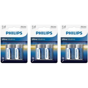 Phillips batterijen LR14 - Alkaline - 1,5 volt - set van 6x stuks - Batterijen