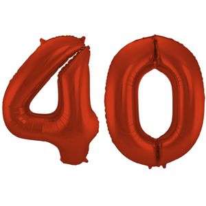 Grote folie ballonnen cijfer 40 in het rood 86 cm - Ballonnen