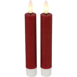 Led dinerkaarsen - 2x st- rood -H15cm - afstandsbediening-timer-dimmer - LED kaarsen