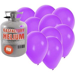 Helium tank met paarse ballonnen 50 stuks - Heliumtank