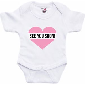See you soon roze hart gender reveal baby rompertje wit meisjes - Rompertjes