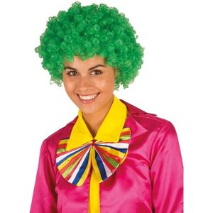 Clownspruik met groene krulletjes verkleed accessoire - Verkleedpruiken