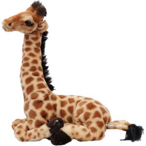 Knuffeldier Giraffe - zachte pluche stof - lichtbruin - kwaliteit knuffels - 30 cm - liggend - Knuffeldier