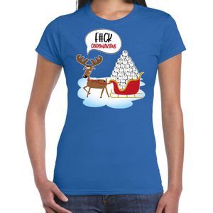 F#ck coronavirus fout Kerstshirt / outfit blauw voor dames - kerst t-shirts