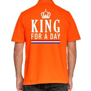Koningsdag poloshirt King for a day oranje voor heren - Feestshirts